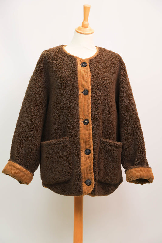 Veste polaire et velours côtelé marron Promod Taille L