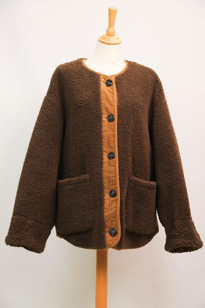 Veste polaire et velours côtelé marron Promod Taille L