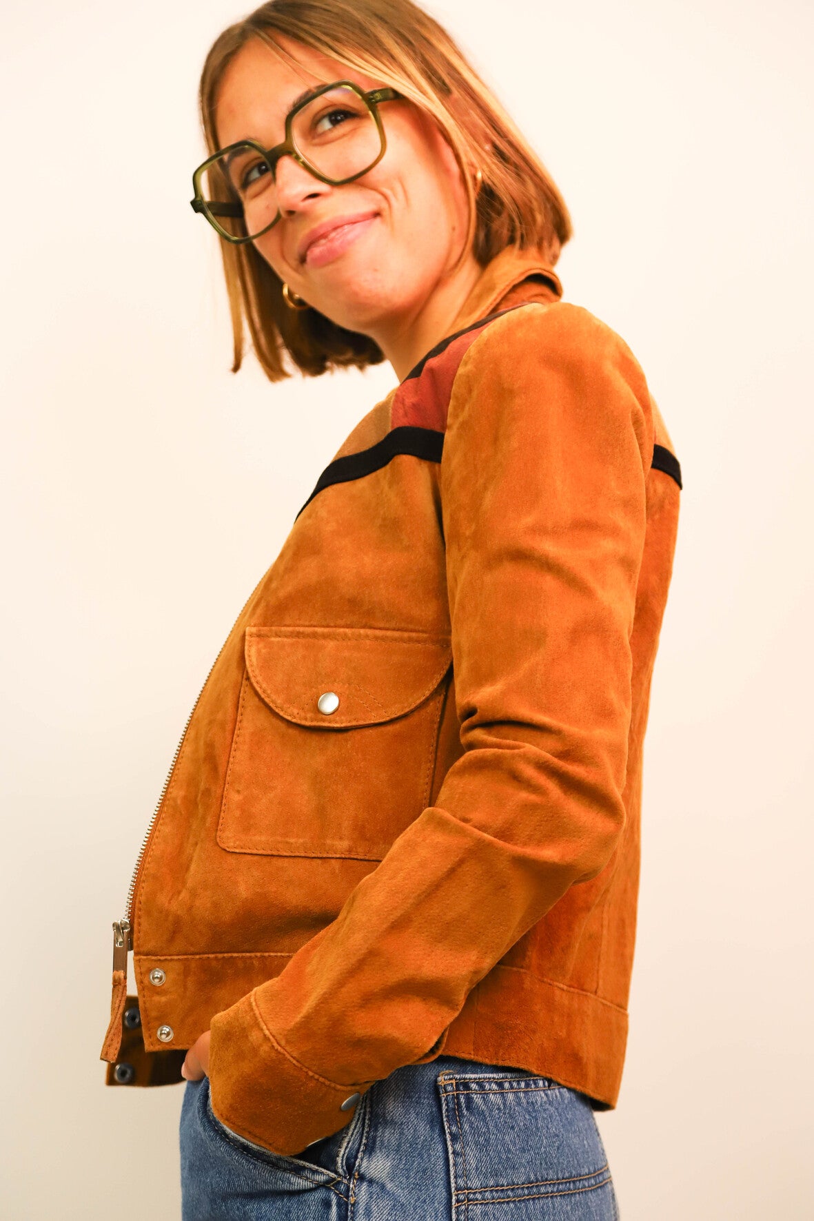 Veste courte camel Mango Taille XS