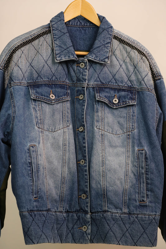 Veste bimatière bleue et kaki Taille S
