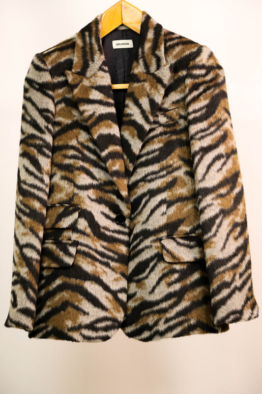 Blazer multicolore cintré en fausse fourrure motif zébré ZADIG ET VOLTAIRE XS