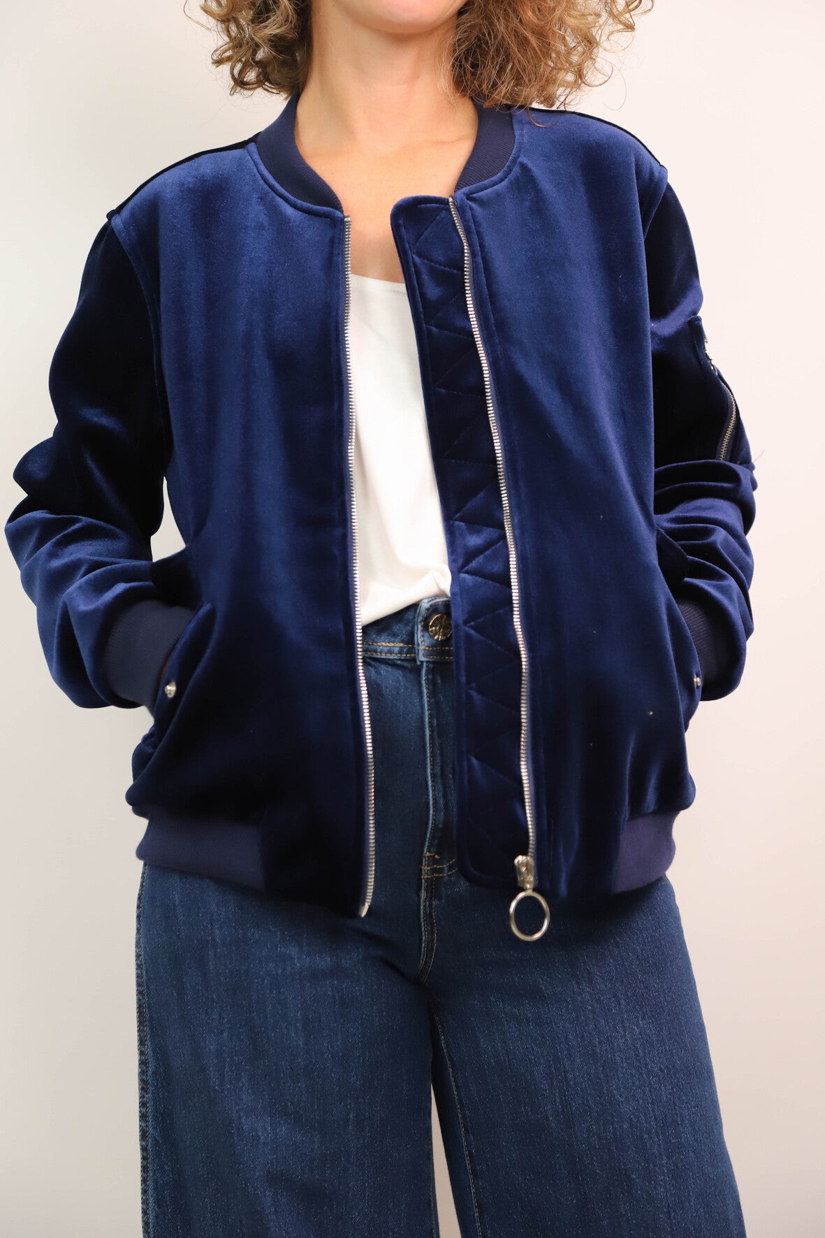 Bombers en velours bleu marine Lola Taille XL