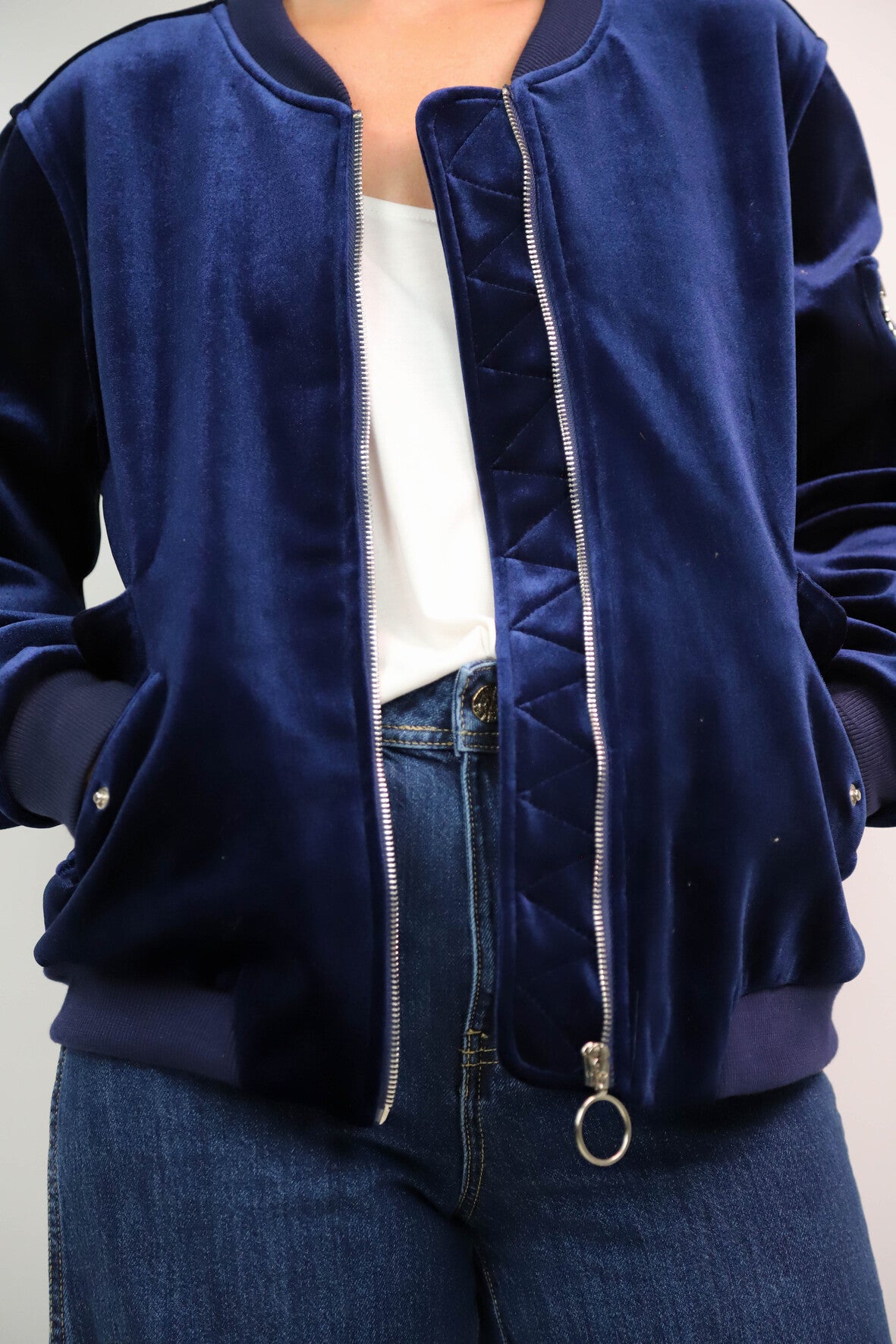 Bombers en velours bleu marine Lola Taille XL