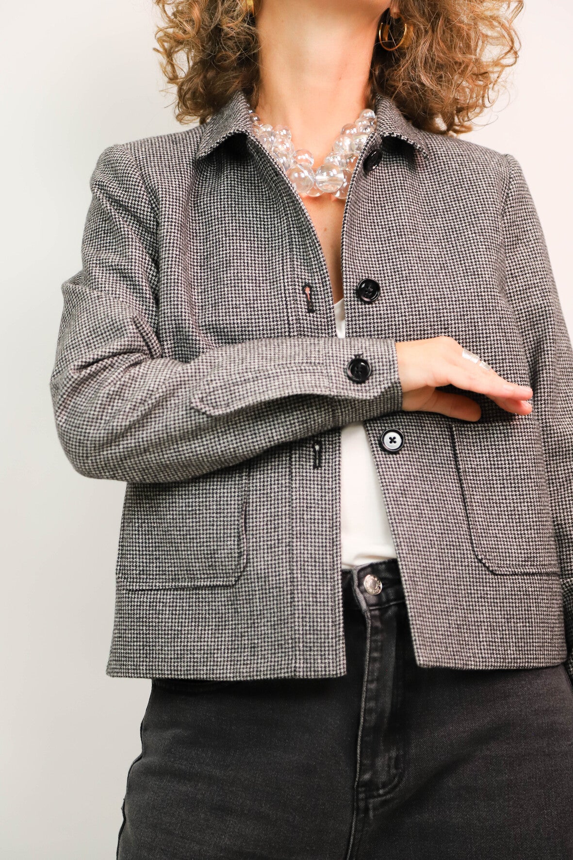 Veste ped de poule noire et blanche Caroll Taille S