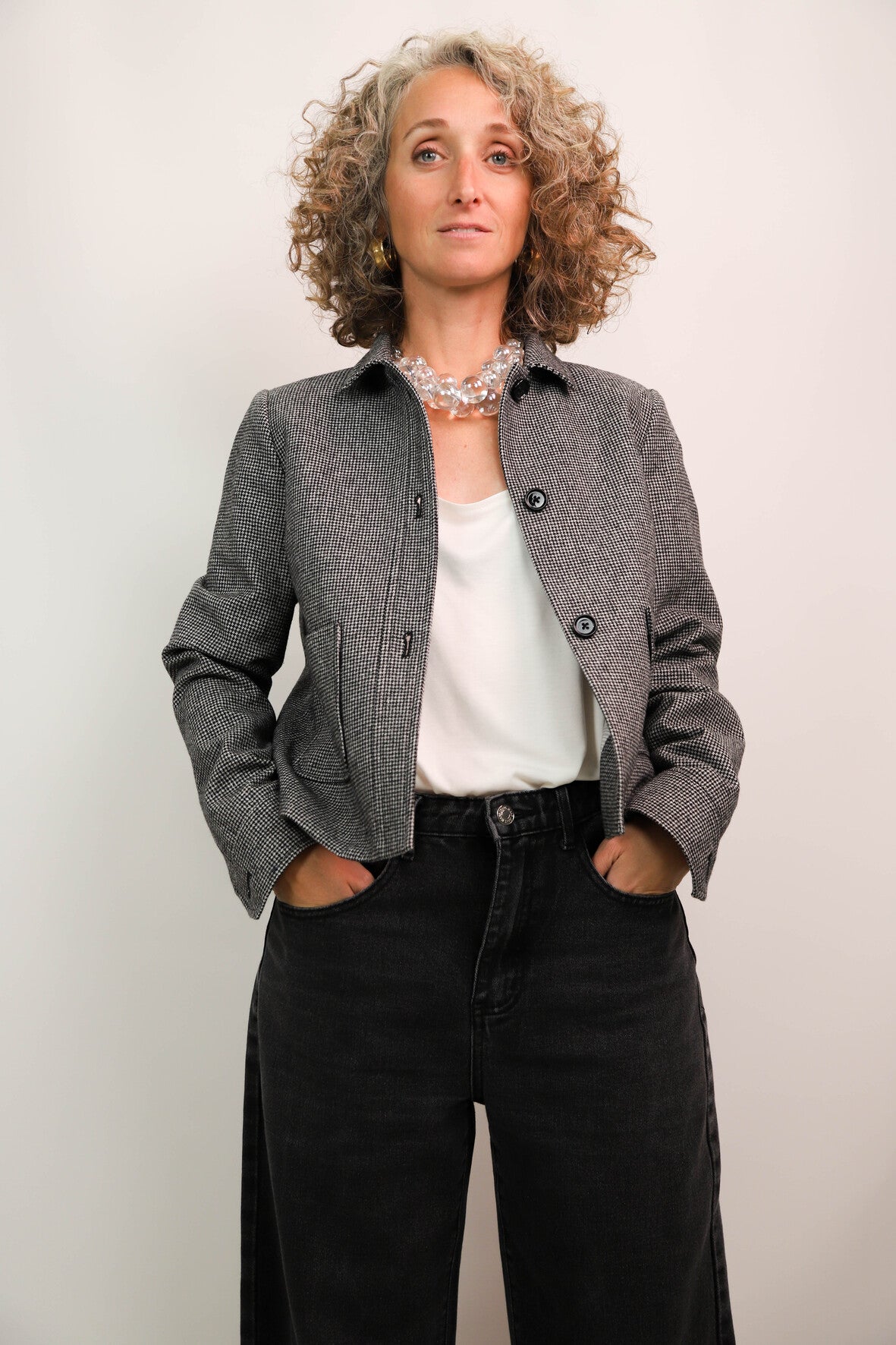Veste ped de poule noire et blanche Caroll Taille S