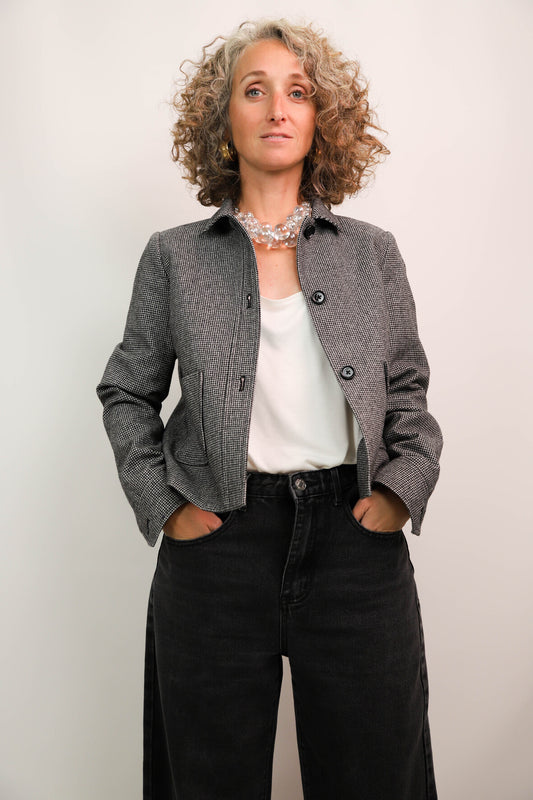 Veste ped de poule noire et blanche Caroll Taille S