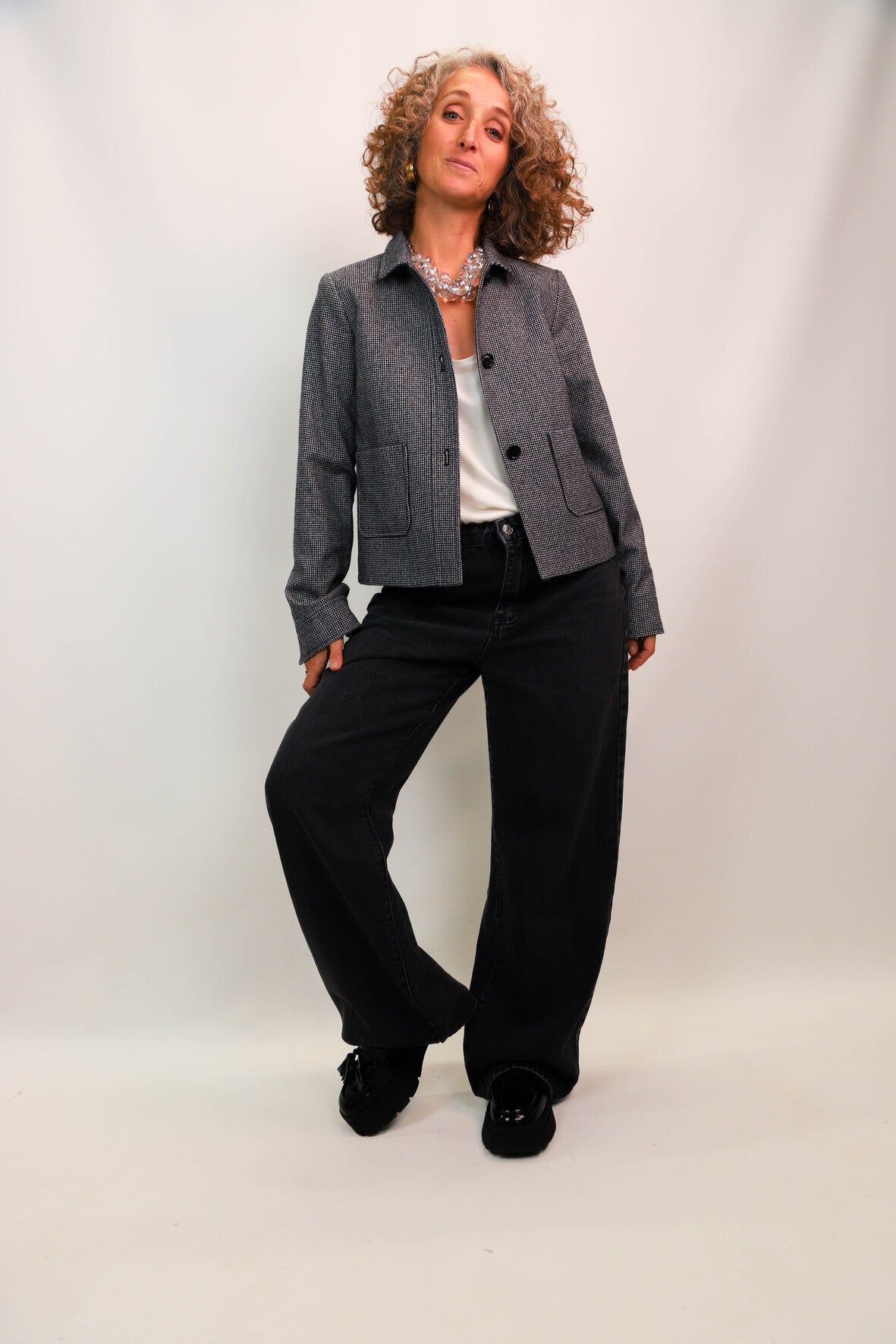 Veste ped de poule noire et blanche Caroll Taille S