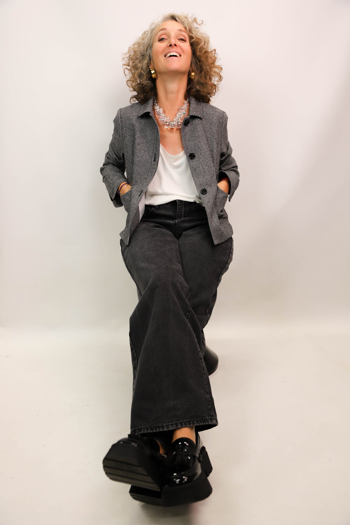 Veste ped de poule noire et blanche Caroll Taille S