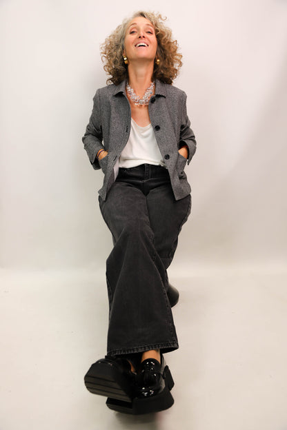 Veste ped de poule noire et blanche Caroll Taille S
