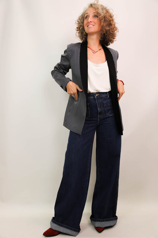 Veste blazer rayée bleu Claudie Pierlot Taille M