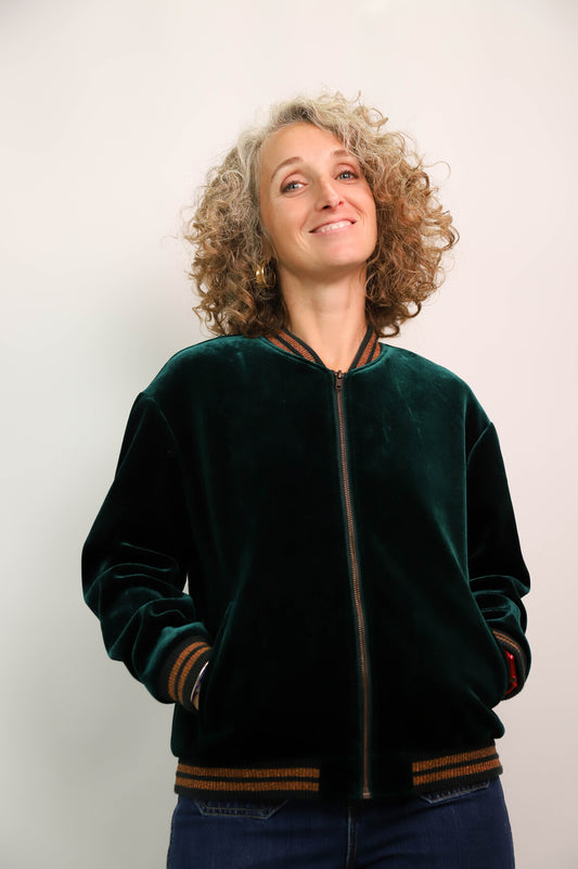 Bombers en velours vert Bizzbee Taille S