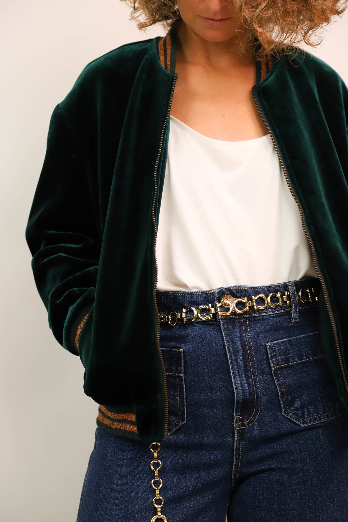 Bombers en velours vert Bizzbee Taille S