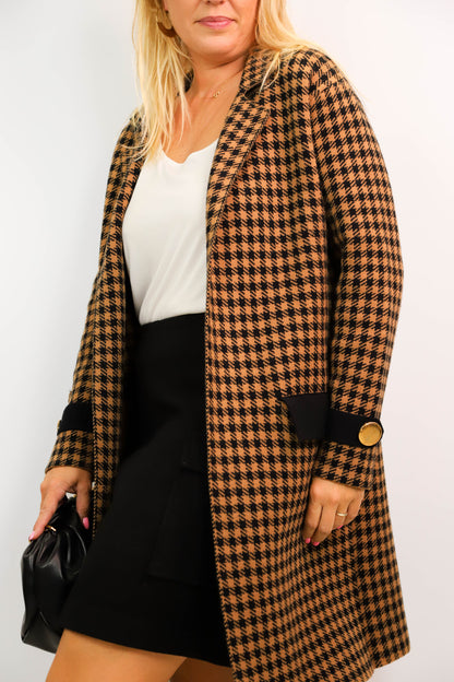 Manteau pied de poule marron Skatie Taille M