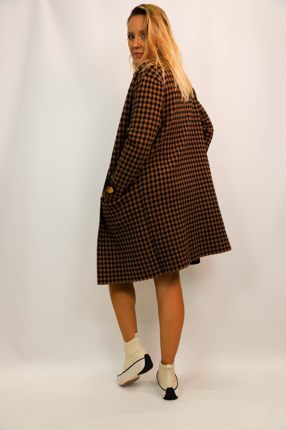 Manteau pied de poule marron Skatie Taille M