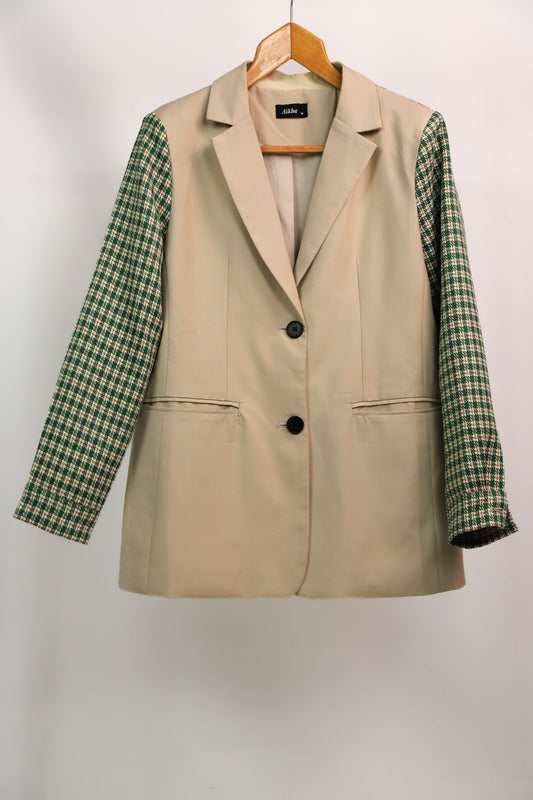 Veste blazer beige et verte Aïkha Taille M