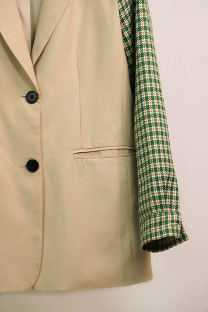 Veste blazer beige et verte Aïkha Taille M