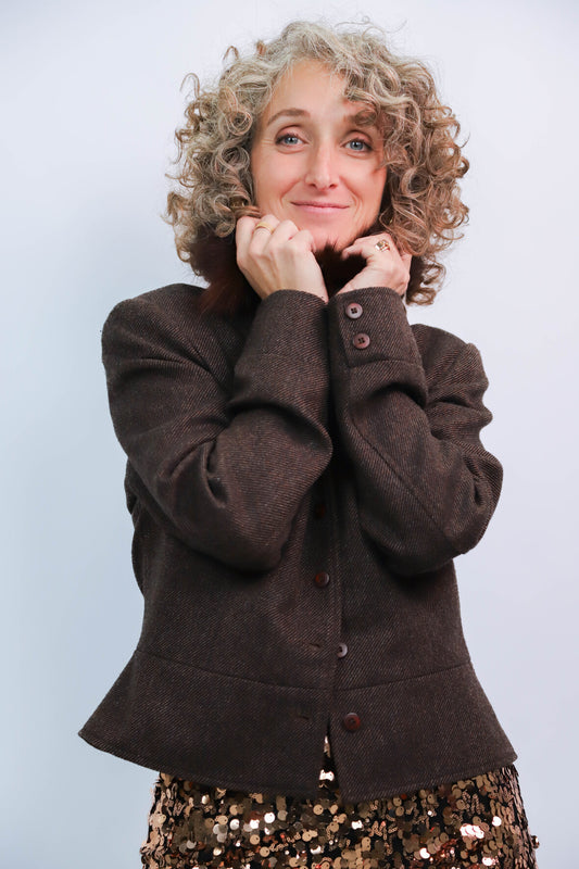 Manteau court marron Astuces Taille M