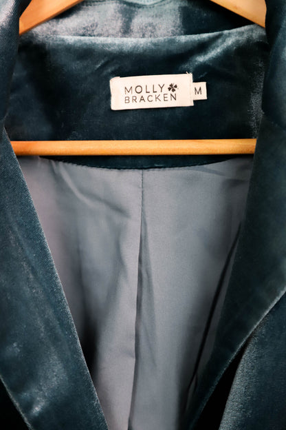 Veste blazer en velours bleu brillant Molly Bracken Taille M