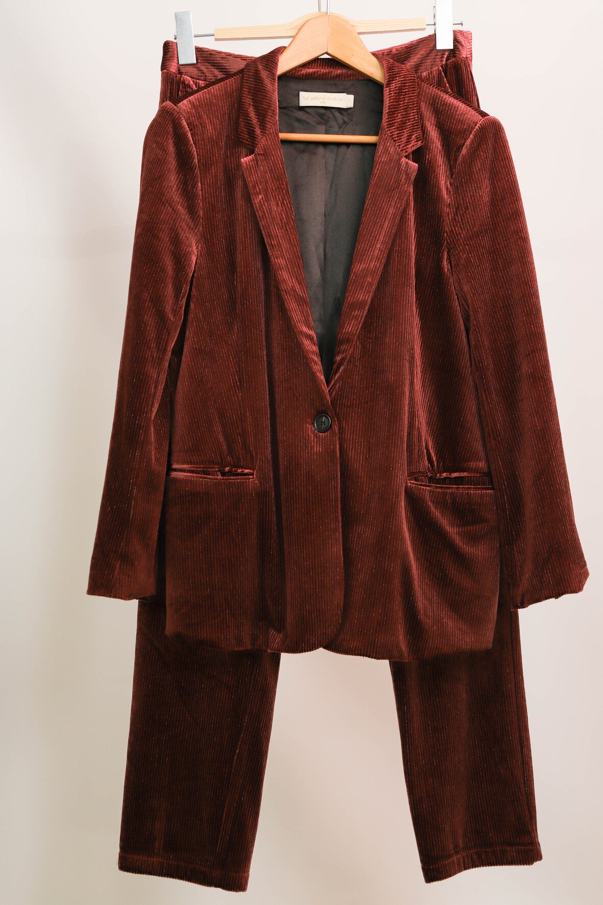 Veste Blazer en velours cotelé et fils brillants rouge bordeaux La Petite Etoile Taille S
