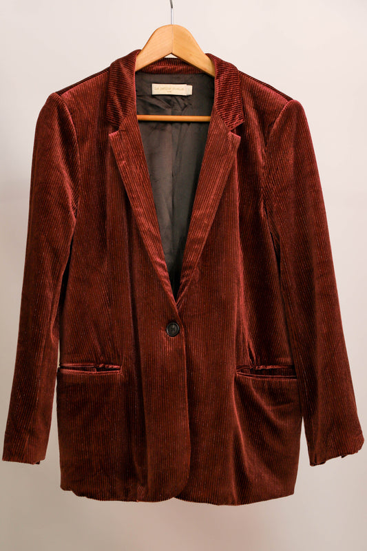 Veste Blazer en velours cotelé et fils brillants rouge bordeaux La Petite Etoile Taille S