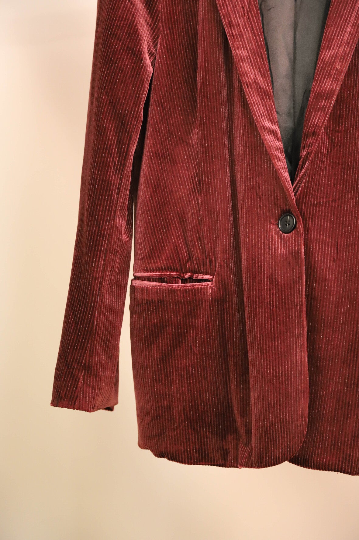 Veste Blazer en velours cotelé et fils brillants rouge bordeaux La Petite Etoile Taille S