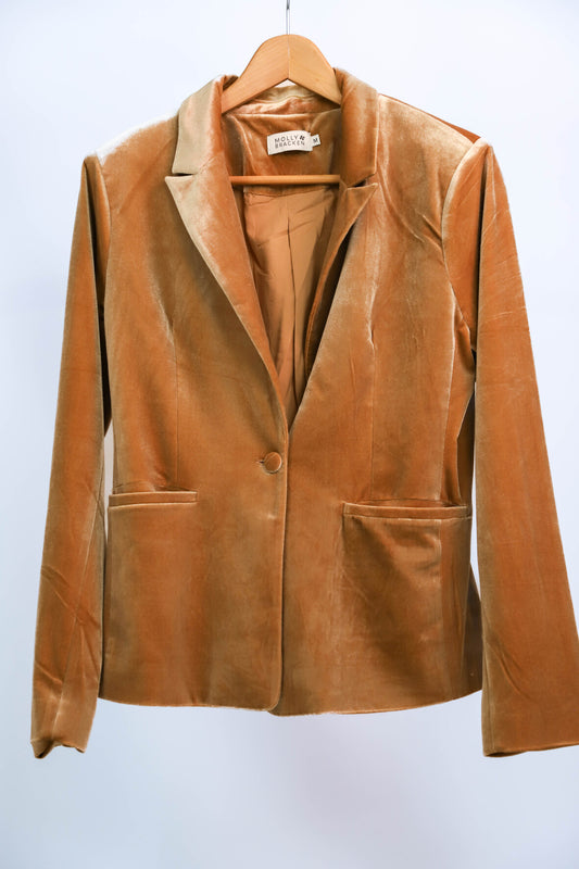 Veste blazer en velours beige effet brillant Molly Bracken Taille M