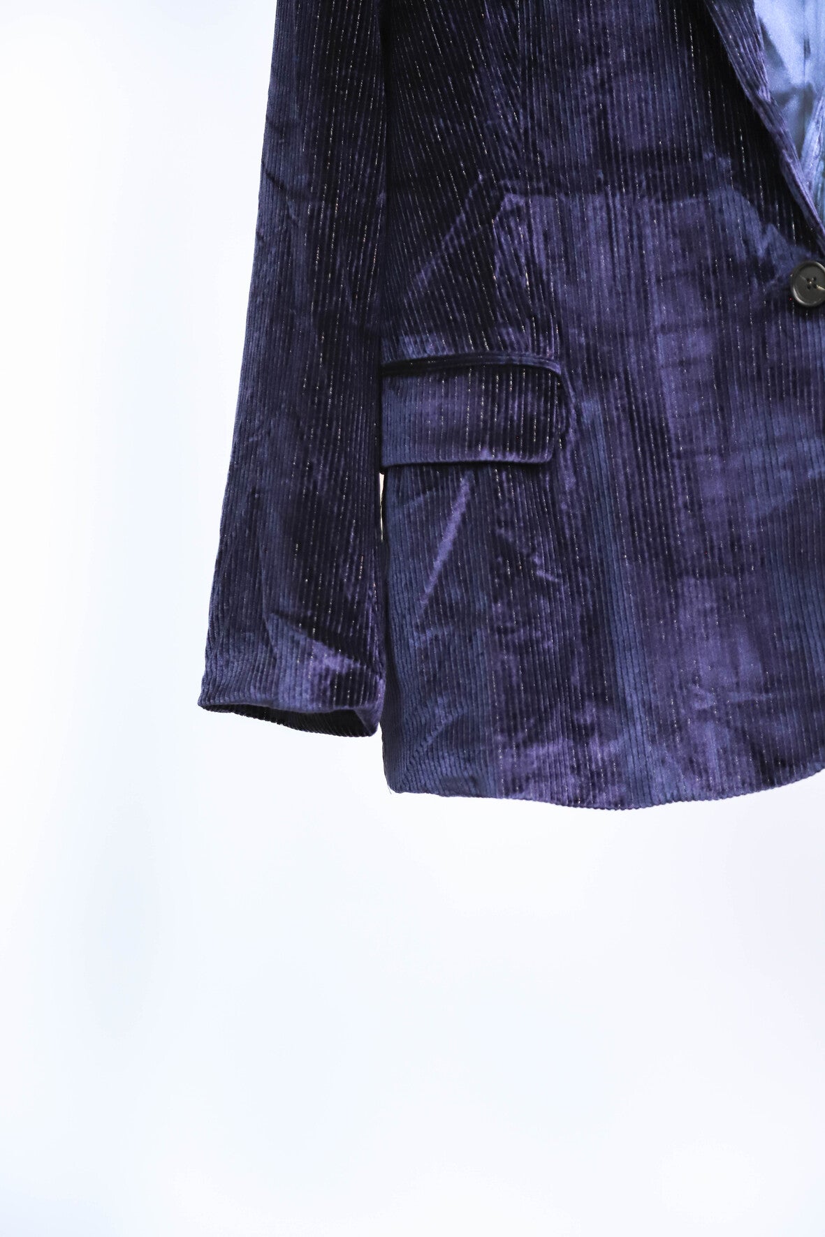 Veste blazer bleue en velours cotelé et fils d'argent, La Petite Etoile, Taille S