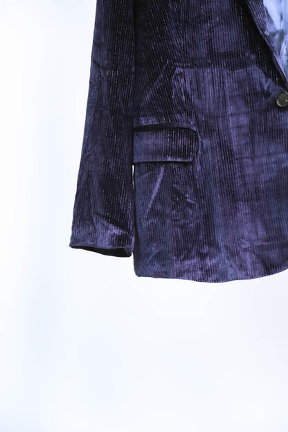 Veste blazer bleue en velours cotelé et fils d'argent, La Petite Etoile, Taille S