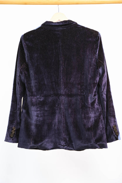 Veste blazer bleue en velours cotelé et fils d'argent, La Petite Etoile, Taille S