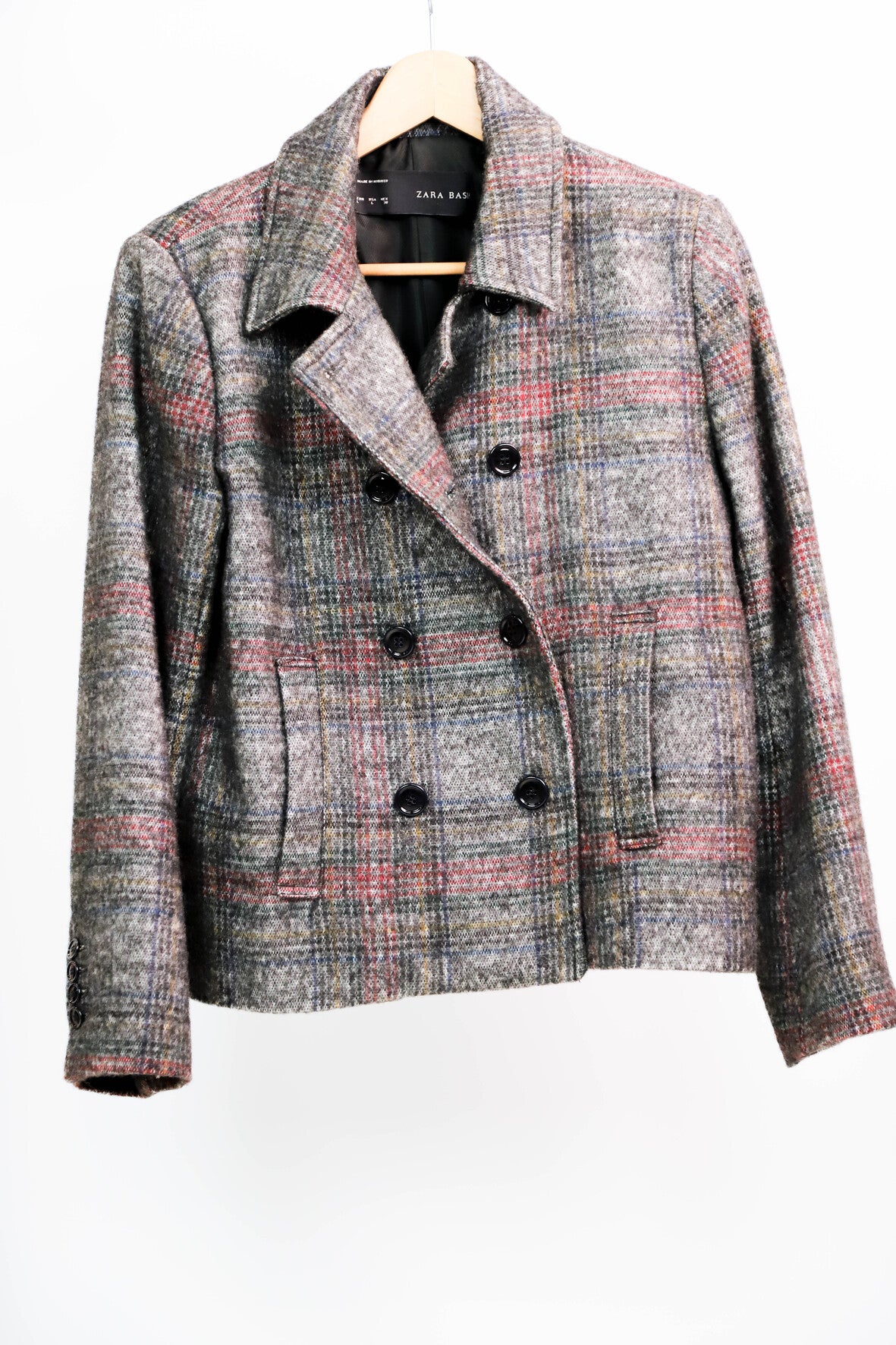 Manteau gris à carreaux Zara Taille L