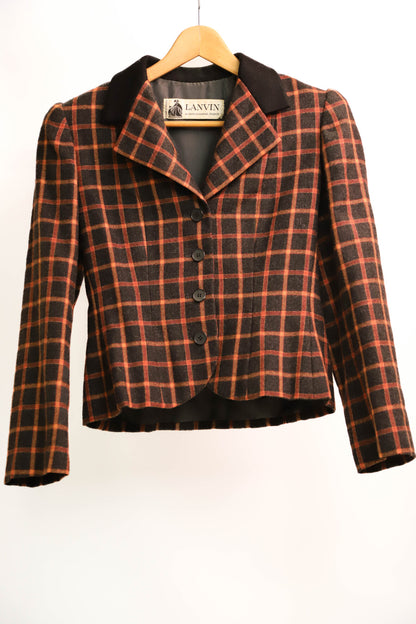 Blazer à carreaux rouge et noir Lanvin Taille S - PEPITE