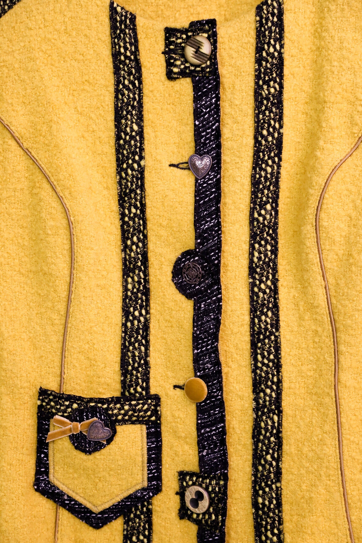 Veste en laine jaune et noire Pause Café Taille M