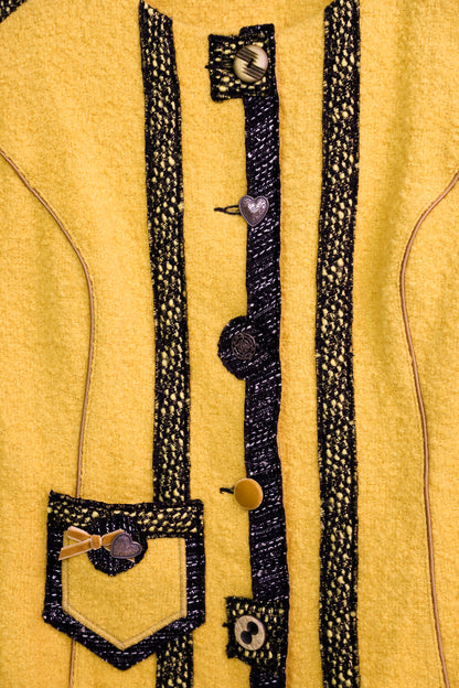 Veste en laine jaune et noire Pause Café Taille M