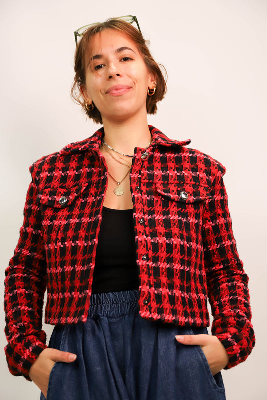 Veste tweed rouge Morgan Taille S
