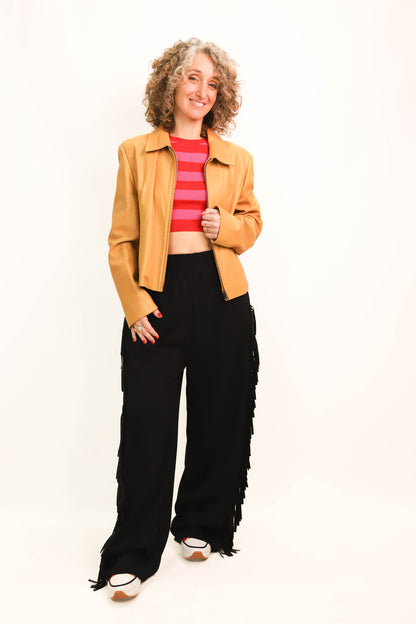 Veste en cuir souple véritable camel Narrue Taille M - PEPITE