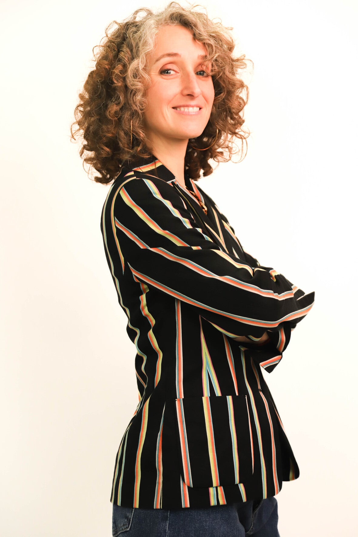 Veste cintrée rayée noire Caroll Taille S