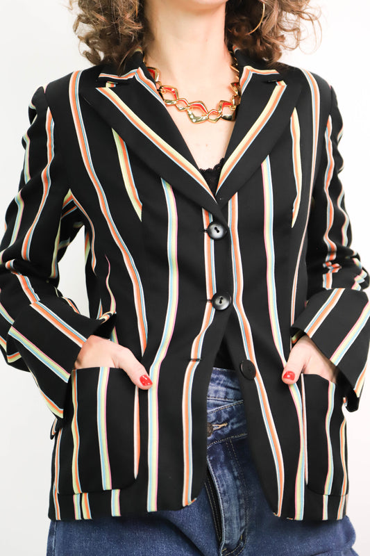 Veste cintrée rayée noire Caroll Taille S