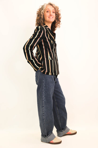 Veste cintrée rayée noire Caroll Taille S