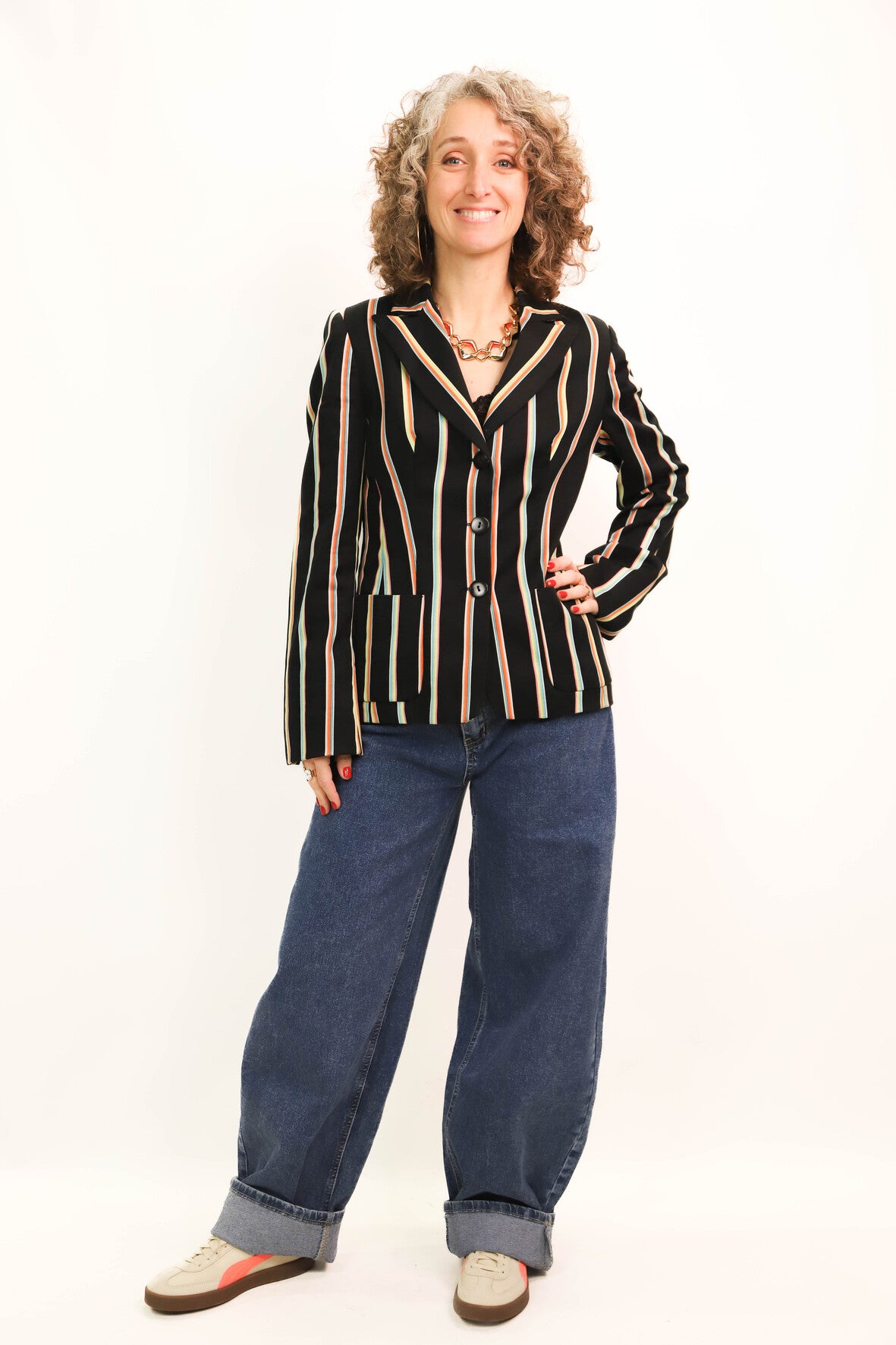 Veste cintrée rayée noire Caroll Taille S